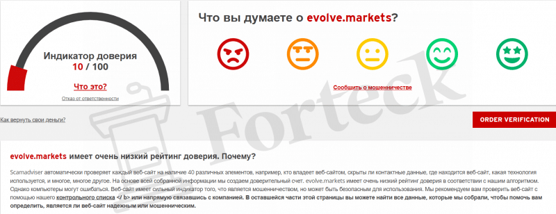 Evolve Markets – еще один брокер с плохой репутацией