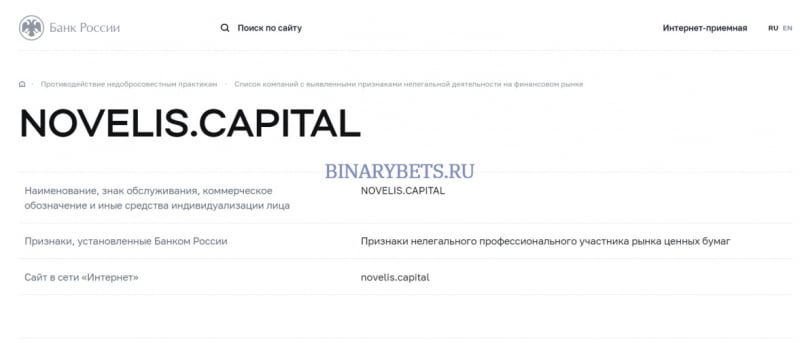 NovelisCapital – ЛОХОТРОН. Реальные отзывы. Проверка