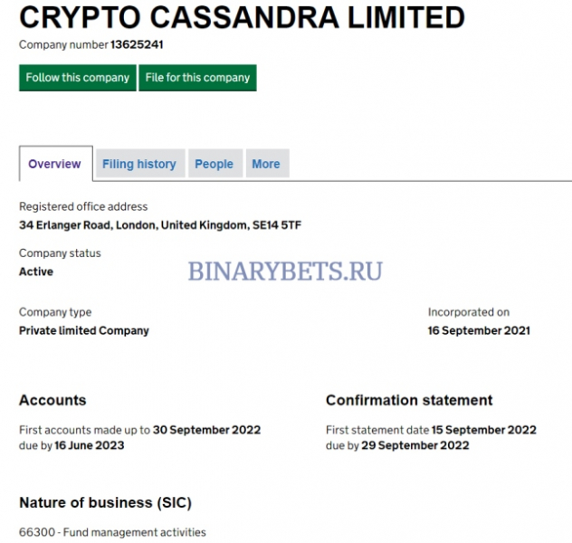 Cassandra Limited – ЛОХОТРОН. Реальные отзывы. Проверка