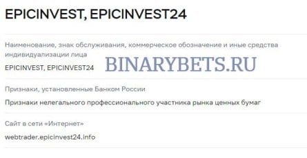 Epicinvest– ЛОХОТРОН. Реальные отзывы. Проверка