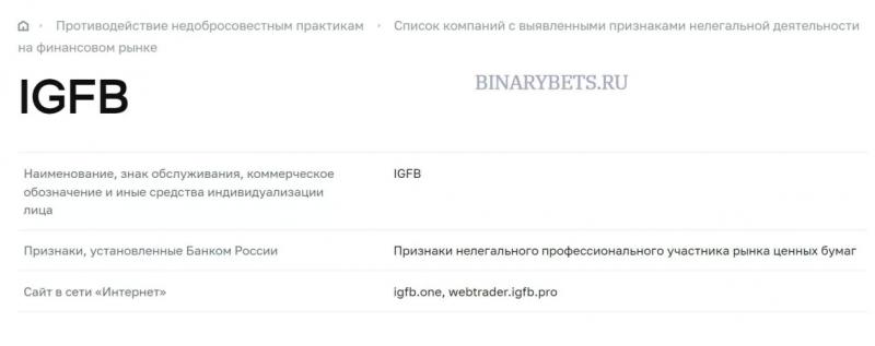 IGFB – ЛОХОТРОН. Реальные отзывы. Проверка