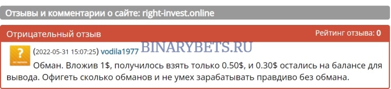 Right Invest – ЛОХОТРОН. Реальные отзывы. Проверка