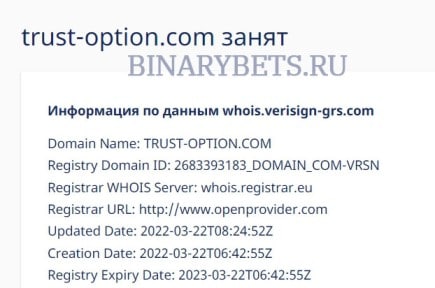 Trust-option – ЛОХОТРОН. Реальные отзывы. Проверка