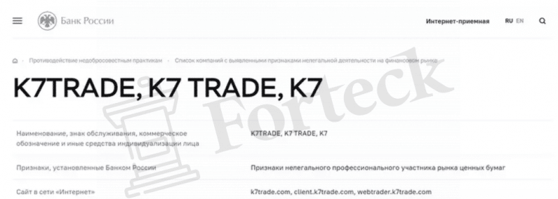 Брокер K7 TRADE отзывы. Мошенники?