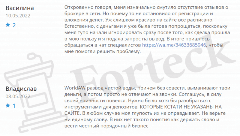 WorldAW — обзор и отзывы обманутых клиентов