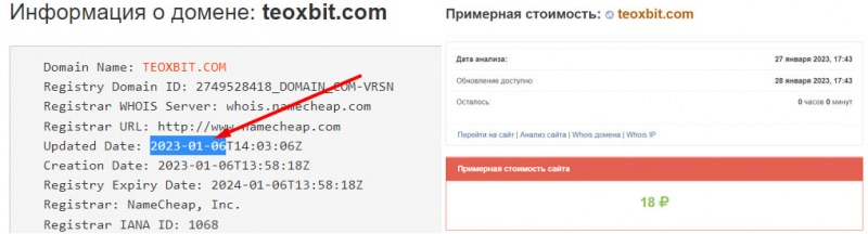 Основные данные Teoxbit говорят о том, что это опасный проект и возможно лохотрон.