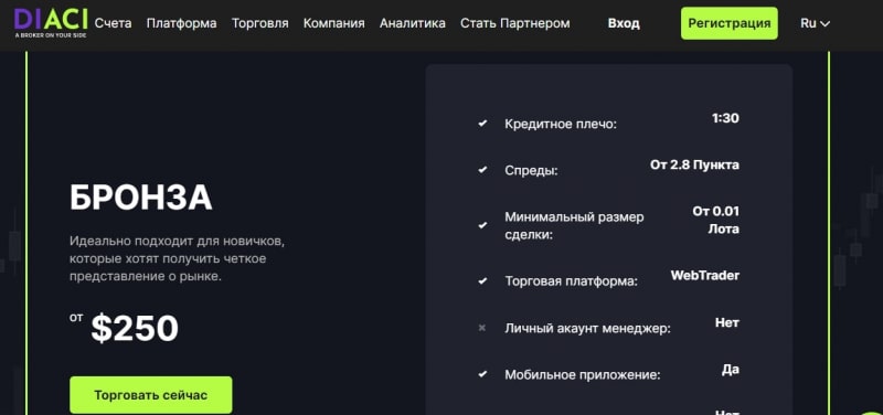 Онлайн-брокер DIACI (ДИАСИ, ДИАЧИ, diaci.com)