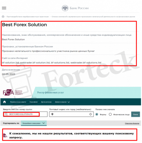 BEST FOREX SOLUTION LTD (bfsolutions.ltd) лжеброкер! Отзыв Forteck