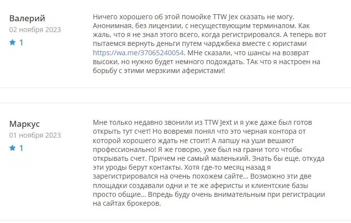 TTW Jex — проверка и обзор компании. Реальные отзывы пользователей