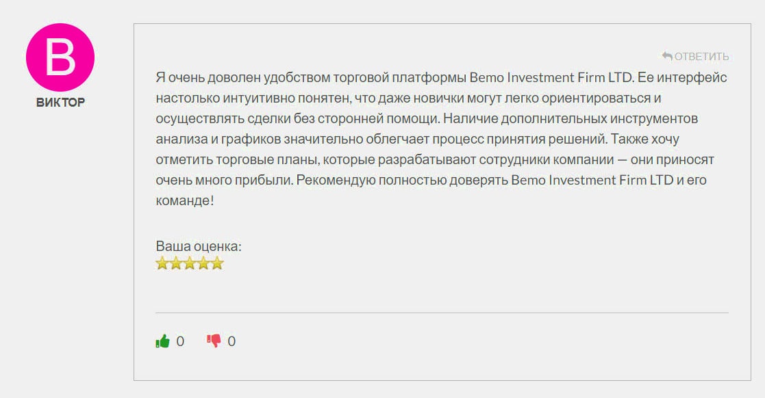 Bemo Investment Firm LTD - Свежие отзывы 2024