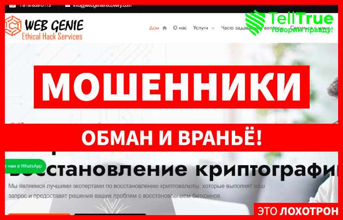 Web Genie Recovery Specialist (webgenierecovery.com) якобы возврат денег от кибермошенников!