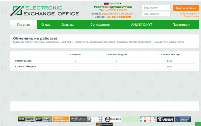 ELECTRONIC EXCHANGE OFFICE (el-change.com) очередной скам обменник!