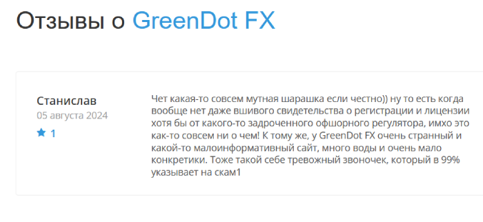 GreenDot FX (greendotfx.com) лжеброкер! Отзыв Telltrue