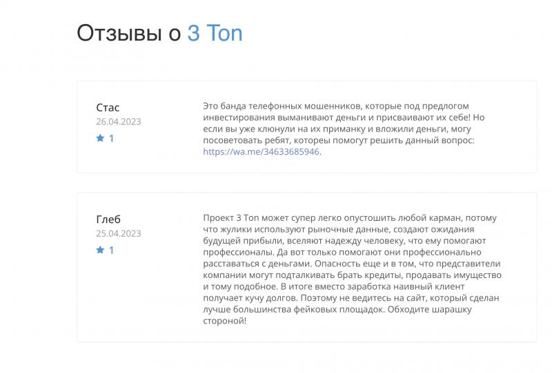 Обзор и независимые отзывы о компании 3Ton (3Тон)