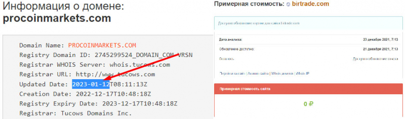 Основные сведения о Procoinmarkets говорят, что перед нами очередной лохотрон.