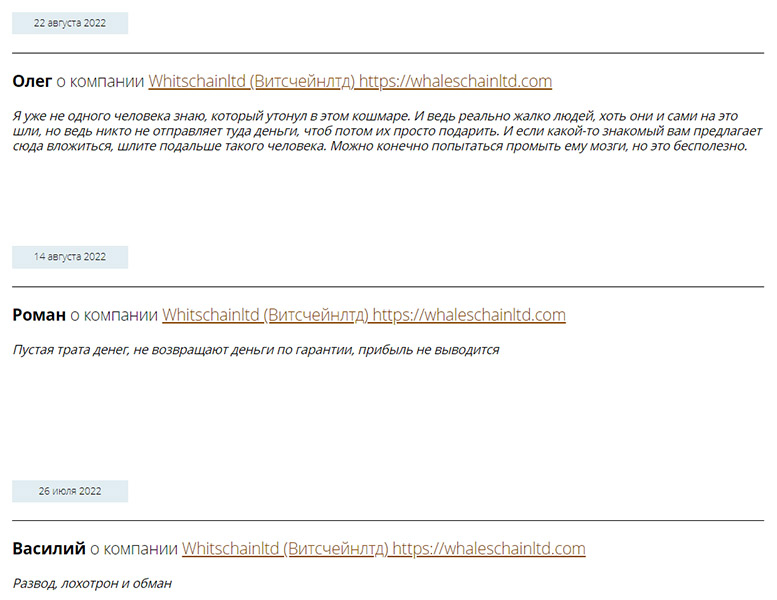 Рассказы клиентов о Whaleschainltd. Что стоит знать о лохотроне и ХАЙПЕ.